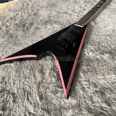 #ad Solid Body Pink Edge Pinstripes Black Electric Guitar FR Bridge Active Pickup $229.36