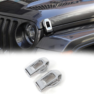 #ad 2pcs Hood Latches Lock Catch Decor Cover For Jeep Wrangler JL JT 18 Accessories $21.99