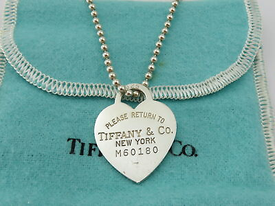 #ad TIFFANY amp; CO Silver Return to Tiffany Heart Tag Long Beaded Chain Necklace AU $199.00
