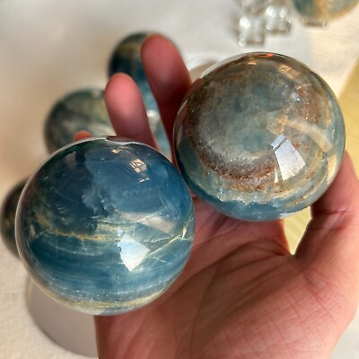 #ad Natural Blue Onyx Calcite Sphere Crystal Healing Ball Collection crystal healing $44.00