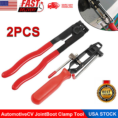 #ad 2PC CV Joint Boot Clamp Pliers Set Ear Type Banding Crimper Cutter Tool Kit Auto $13.51