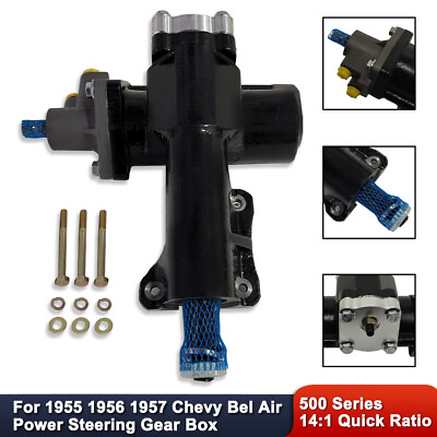 #ad For Chevy amp; Bel Air 1955 57 Black Manual 500 Series Power Steering 14:1 Gearbox $364.68