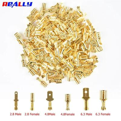 #ad 100Pcs Lot 2.8 4.8 6.3mm FemaleMale Brass Wire Connectors Insulating Sheath $19.99