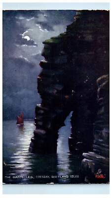 #ad c1905 The Giants Leg Bressay Shetland Isles Oilette Art Tuck Postcard $9.72