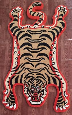 #ad 4x6 Tibetan Tiger Rug New Pattern Animal Tiger Rugs Kids Room Christmas Gift Rug $360.00