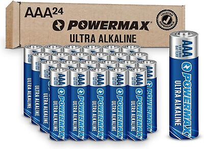 #ad AAA Alkaline Batteries 24 Pack Powermax Battery 10 Year Shelf Life Long Lasting $9.27