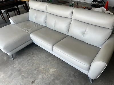 #ad A MUST BUY...Contemporary L shaped leather sectional with chaise 2 PC Grey $225.00