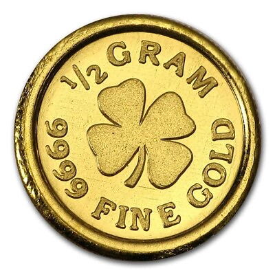 #ad 1 1 2 Gram .9999 Fine Gold Round Four Leaf Clover In a Capsule BU $57.15