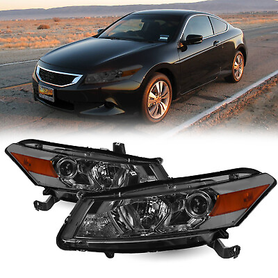 #ad For 2008 2012 Honda Accord 2Door Projector Smoke Headlights Amber Corner Lamps $123.99