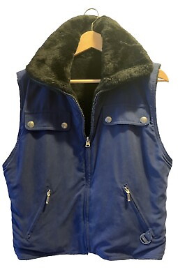 #ad Vintage NILS Ski Vest Apres Women sz 8 Retro Ski Zip Reversible Faux Fur USA $24.99