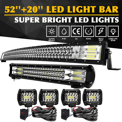 #ad #ad For Chevy Silverado 1500 2500 52quot; LED Light Bar CURVED22quot; Lamp4quot; PODS Offroad $122.99