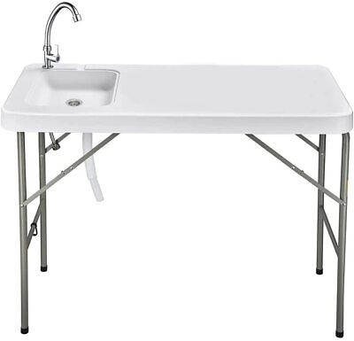 #ad Folding Table with Sink Faucet Pipe Camping Fruit Fish Cleaning Portable Garden $74.70