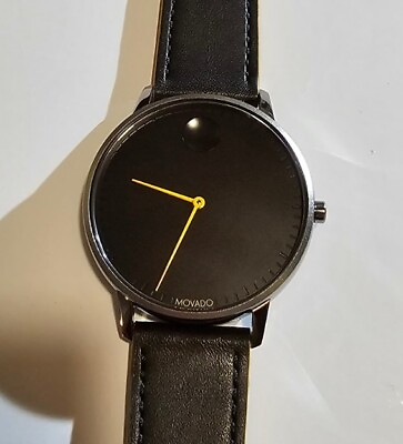 #ad Movado FACE Watch With 41mm Black Face amp; Black Leather Band $195.00