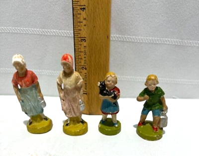 #ad 4 Vintage Figures in German Attire 2 Ladies 2 3 4quot; 2 Children 2 1 4quot; $20.00