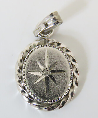 #ad MCM silver starburst design charm compass north star STERLING white stone $27.00
