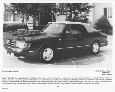 #ad 1993 Saab 900 Turbo Convertible Press Photo 0002 $13.67