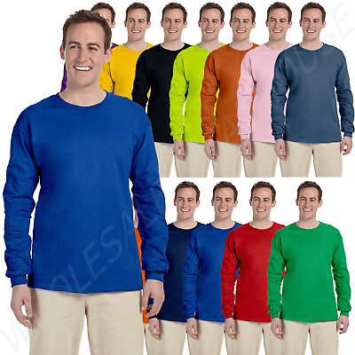 #ad Gildan Ultra Cotton Mens Crewneck Long Sleeve T Shirt S 5XL 2400 G240 $12.35