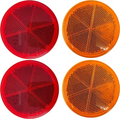#ad 3quot; Inch Round Reflector BikeTrailer Truck Boat Mailbox Qty 4 2 Red 2 Amber $13.50