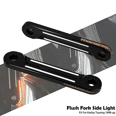 #ad Black LED Flush Fork Turn Signal Side Light For Harley Electra Road Glide 98 24 $31.34