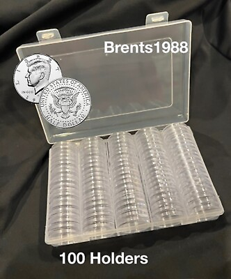 #ad 100 DIRECT FIT AIRTIGHT 30.6MM JFK HALF DOLLAR COIN HOLDERS CAPSULES $21.99