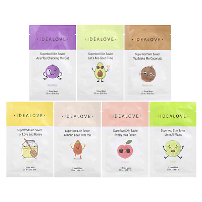#ad Superfood Skin Savior Beauty Sheet Masks Variety 7 Beauty Sheet Masks 0.68 fl $15.76