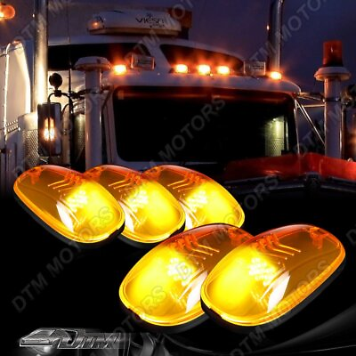 #ad 5pcs Amber Lens Cab Roof Marker Amber LED Roof Top Truck Running Driving Light $32.99