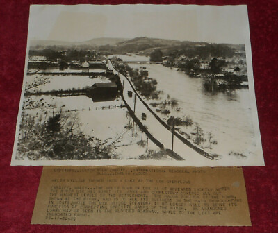 #ad 1929 Press Photo Town Of Usk Completely Flooded By River Usk Monmouthshire Wales $7.73