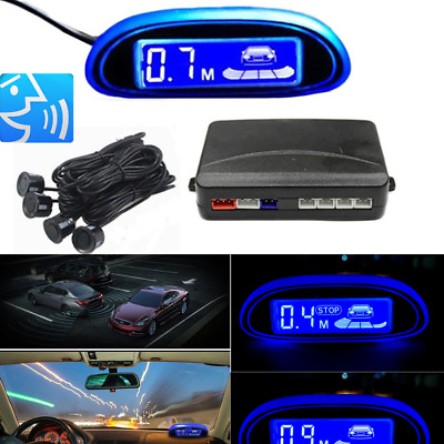 #ad Black Parking Car Voice Alarm Kit Reversing 4 Sensor Radar Display Blue LED 22mm $29.42