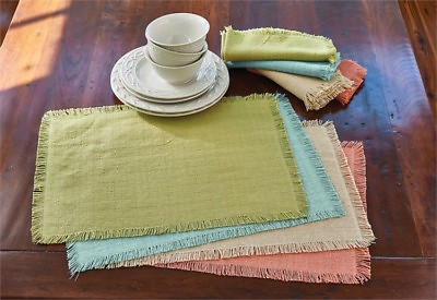 #ad Set Of 4 Crawford Placemat 4 Colors To Choose From Vintage Cloth Inspired Weave $18.99