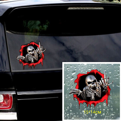 #ad 3D Skeleton Skull Decal Sticker Vinyl Reflective Prank Auto SUV Car Truck Window $4.95