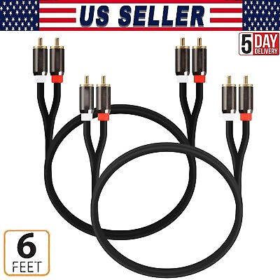#ad 2PCS New 6 Feet Gold Plated RCA Male L R Stereo Audio Cable Cord Plug $12.99