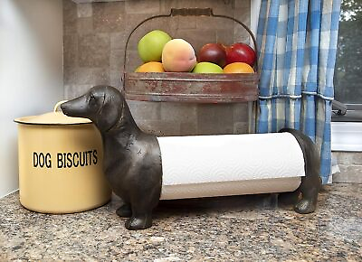 #ad Rustic Dachshund Puppy Dog Free Standing Kitchen Paper Towel Holder Dispenser $40.99
