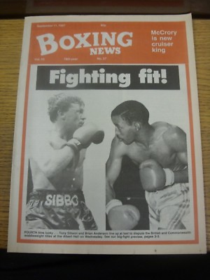 #ad 11 09 1987 Boxing News: Magazine Vol.43 No.37 Content To include quot;Fighting F GBP 3.99