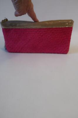 #ad NWT Womens Teiruma Handcraft Pink Gold Woven Zip Carmen Clutch Bag * $25.99