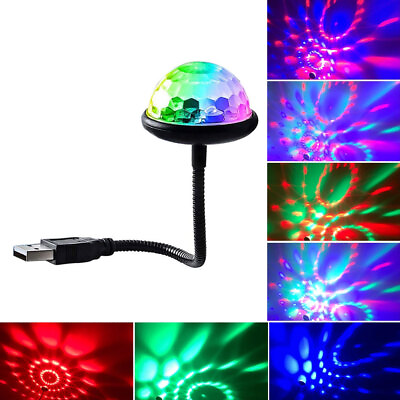#ad RGB USB Mini Disco Ball Light Multi Color Car Atmosphere Decor Lamp Strobe Light C $6.59