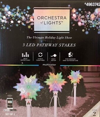 #ad 3 Gemmy Orchestra of Lights Multi Color Color Changing Snowflake LED Path Lights $69.99