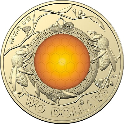 #ad Honey Bee $2 Two Dollar 2022 Coloured Coin Rare Queen Australia Ex Bag Roll UNC AU $9.75