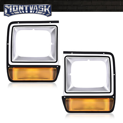 #ad Fit For Dodge Pickup Truck Headlight Headlamp Bezel w Corner Parking Light $30.00