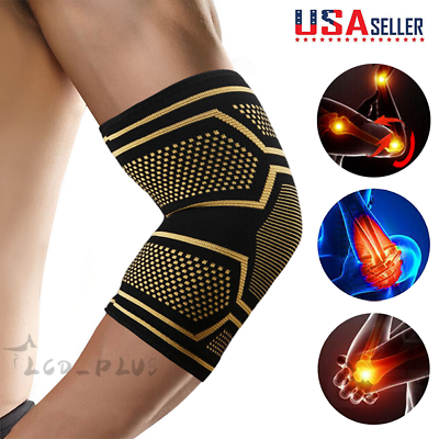 #ad Copper Elbow Brace Compression Support Sleeve Arthritis Tendonitis Joint Pain US $7.61