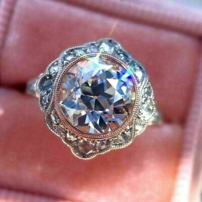 #ad 2.60Ct Round Vintage Art Deco Moissanite Engagement Ring 14K White Gold Plated $145.14