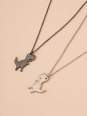 #ad 2pcs Dinosaur Pendant Necklace For Couples Gift for Best Friends Friendship $6.32