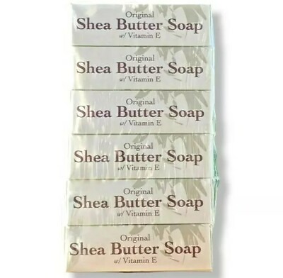 #ad 6 SHEA SOAP BARS ORIGINAL SHEA BUTTER VITAMIN E 3.5oz ALL NATURAL $18.95