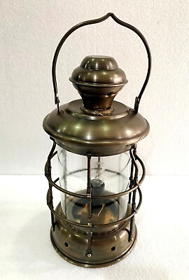 #ad Home Decor Electric Vintage Stable Antique Brass Lantern Lamp Wall Hanging $61.19