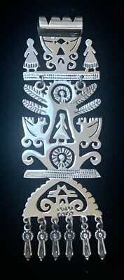 #ad LARGE Mexican Sterling Silver Tree Of Life Storyteller Pendant $164.00