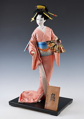 #ad Beautiful Japanese GEISHA Doll Traditional Fan Kikusui Doll Product 菊水 $328.98