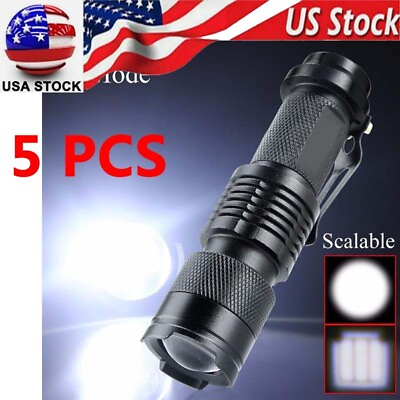 #ad 5x Mini Tactical LED Focus Flashlights Torch Ultra Bright Light Travel Emergency $11.99