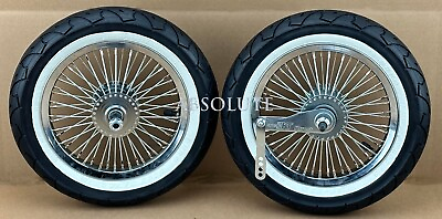 #ad VINTAGE LOWRIDER 12quot; CHROME 52SPOKE BICYCLE WHEEL SET 14G WHITEWALL SMOOTH TIRES $208.95