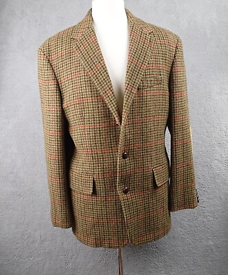 #ad Vintage J. Crew Blazer Mens XL Brown Tweed Wool Sports Coat Jacket Elbow Patches $54.71