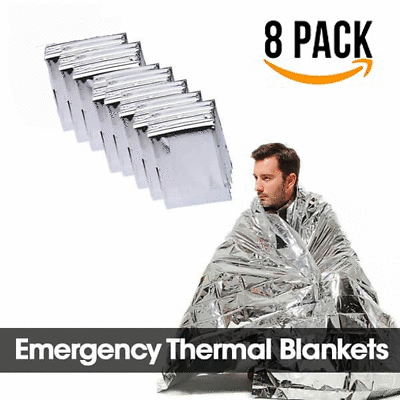 8 Pack Emergency BLANKET Thermal Survival Safety Insulating Mylar Heat 84quot; X52quot; $9.29