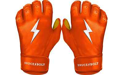 #ad Bruce Bolt Adult Short Cuff Gold Palm Batting Gloves New $63.75